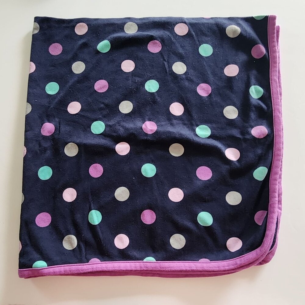 Just One You by Carter's baby blanket navy purple polka dots